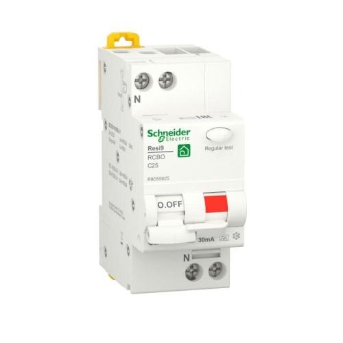 Выключатель автоматический дифференциального тока (ДИФ) RESI9 1P+N С 25А 6000А 30мА тип A | код. R9D55625 | Schneider Electric